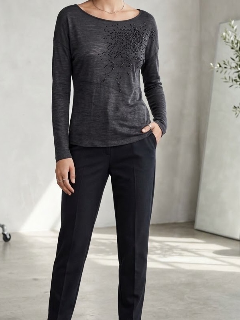 Embellished Wool Top